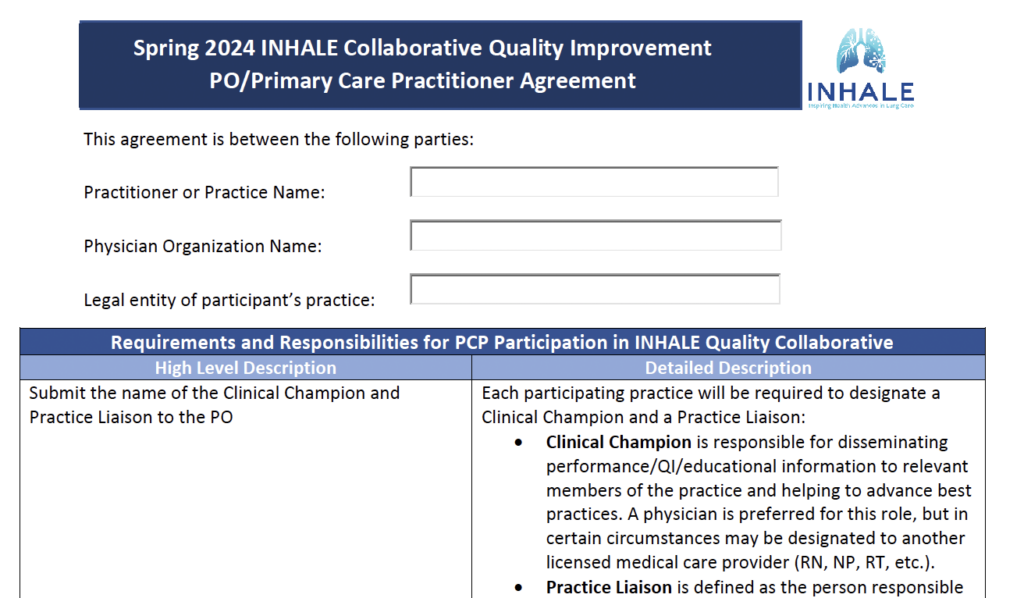 INHALE PCP Participation Agreements - Spring 2024